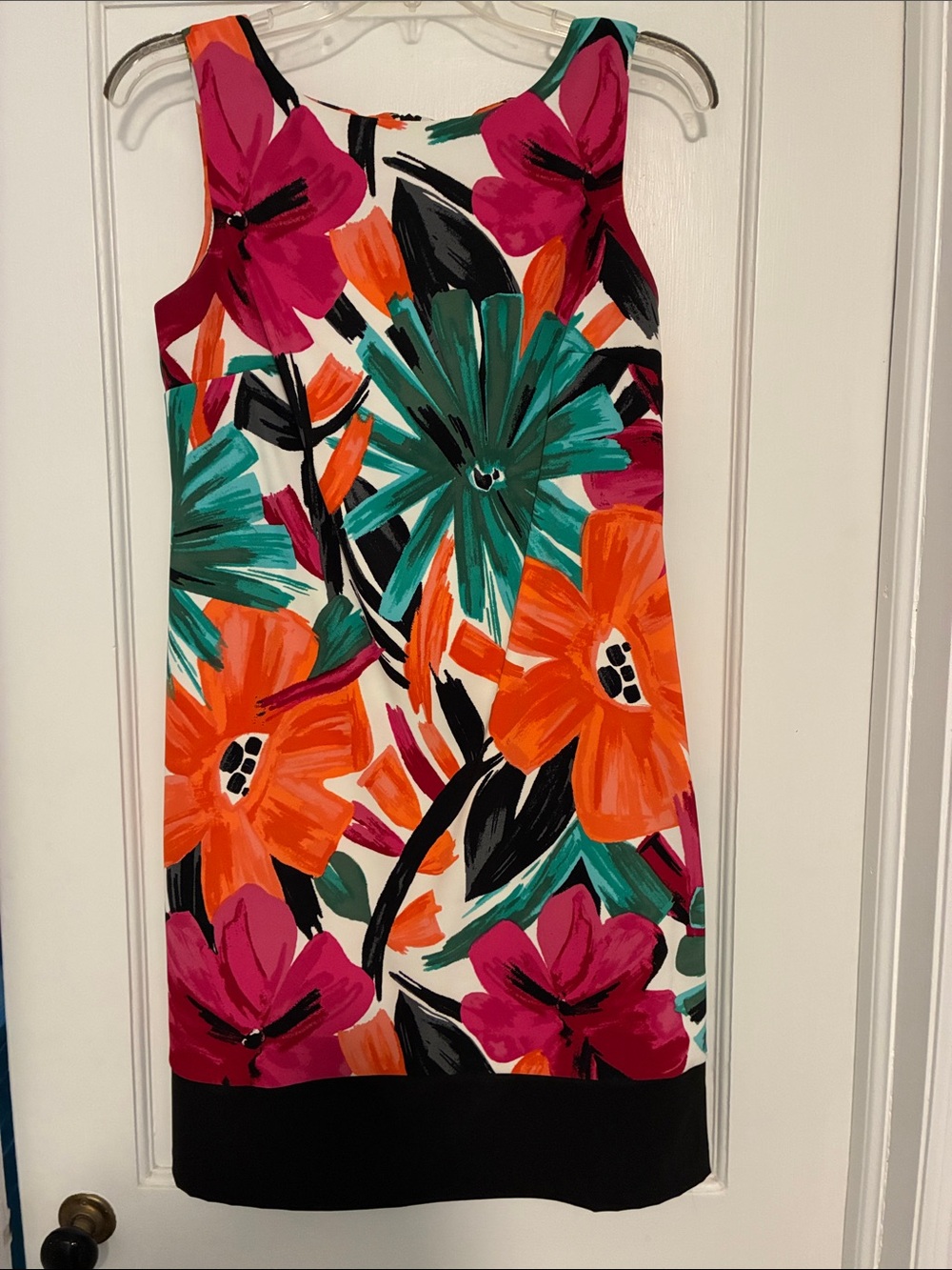 Dress Barn Floral Shift Dress in Orange, Teal, Magenta, Black, White